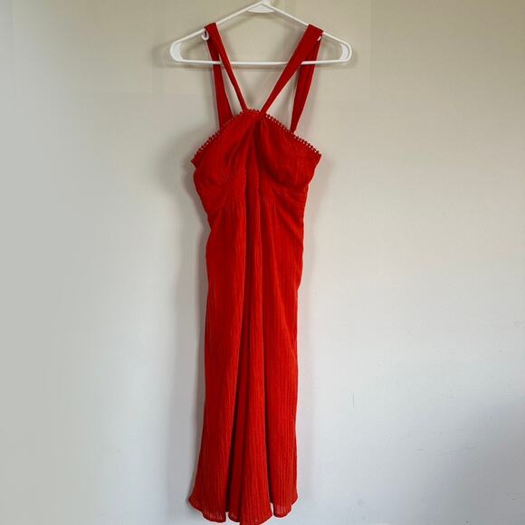 Anthropologie Pants - Anthropologie Maeve Proust Orange Wide Leg jumpsuit 2P Halter Sleeveless Boho